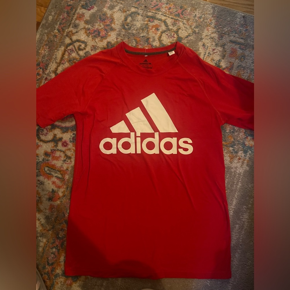 Adidas red logo tee